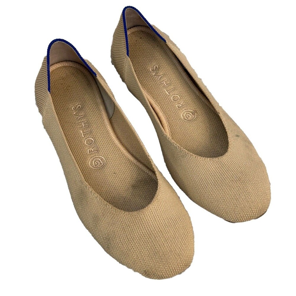 Rothy's The Flat  Ecru Textile Ballet Flat Comfort Shoes Women’s US 8.5 EU 39